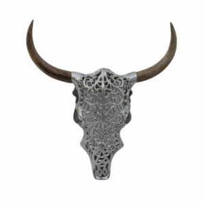 Deko Lebka Exotic Bull 57cm stříbrná Mango