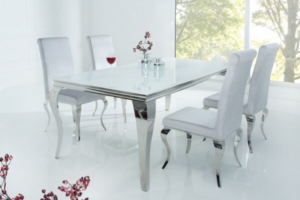 Jídelní stůl Modern Barock 180cm bílá stříbrná