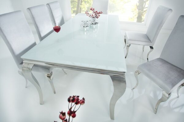 Jídelní stůl Modern Barock 200cm bílá stříbrná