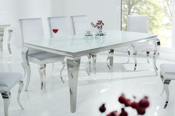 Jídelní stůl Modern Barock 200cm bílá stříbrná