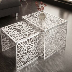 Konferenční stolek Abstract set 2ks stříbrná
