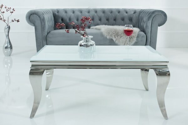 Konferenční stolek Modern Barock 100cm bílá stříbrná