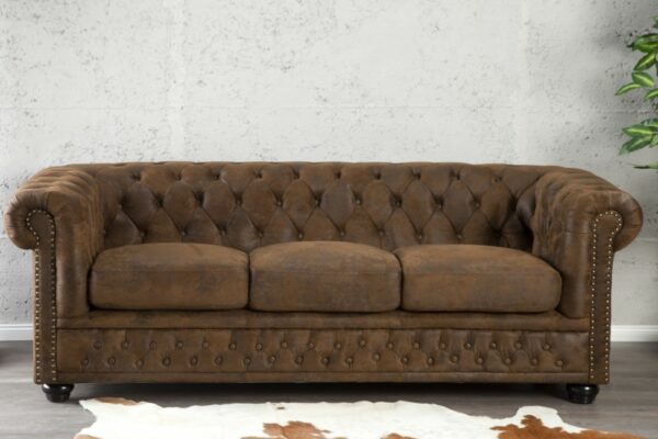 Sofa Chesterfield 3er hnedá (antik look)