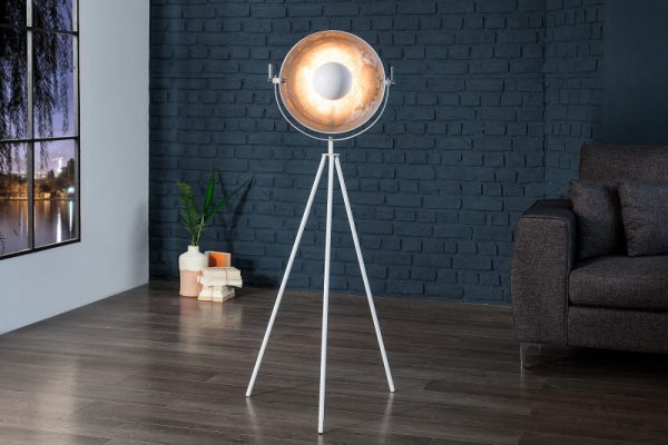 Stojanová lampa Studio 140cm bílá stříbrná