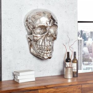 Wandskulptur Skull 40cm stříbrná