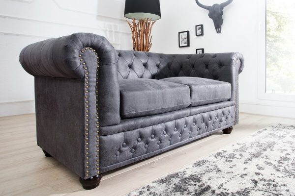 Sofa Chesterfield II dvoják 150cm šedá antik