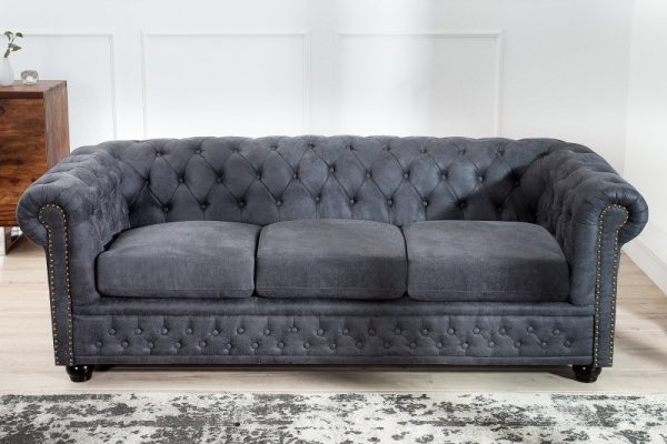 Sofa Chesterfield II 3er 200cm šedá antik