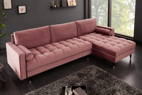 Ecksofa Cozy Velvet II 260cm altrosa Samet