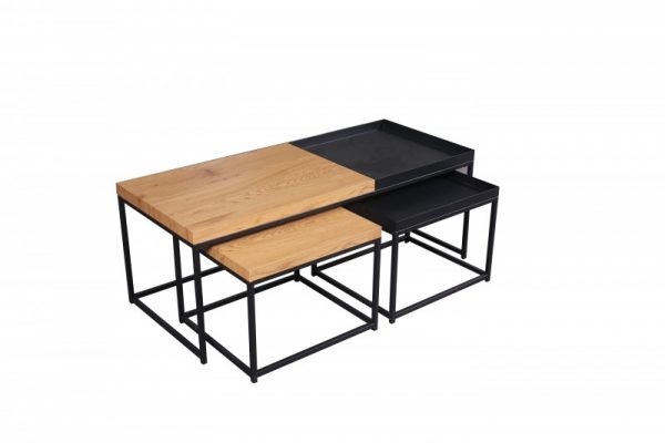 Konferenční stolek Loft set 3ks Dub-Optik černá