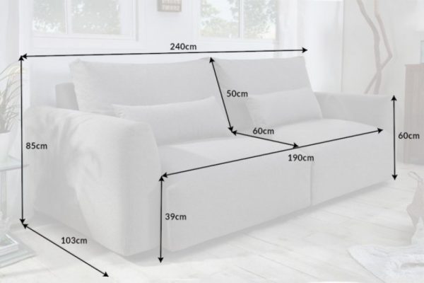 Sofa Hamptons 3er 240cm Struktura materiálu svetlošedá