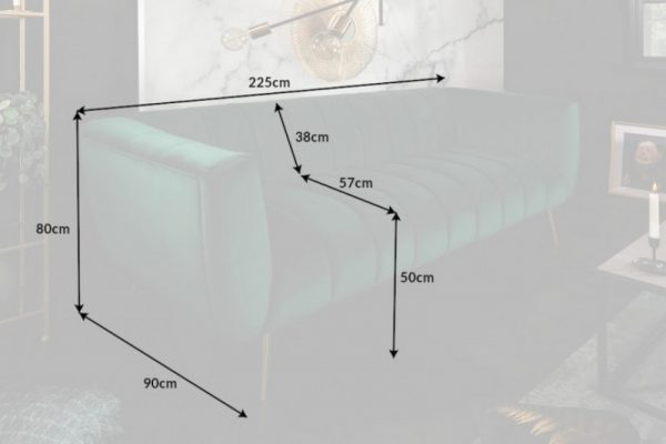 Sofa Noblesse 225cm smaragdzelená