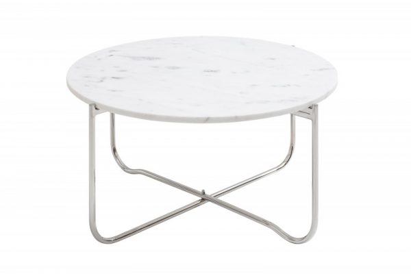 Konferenční stolek Noble 62cm Mramor bílá stříbrná