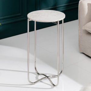 Konferenční stolek Noble I 35cm Mramor bílá stříbrná
