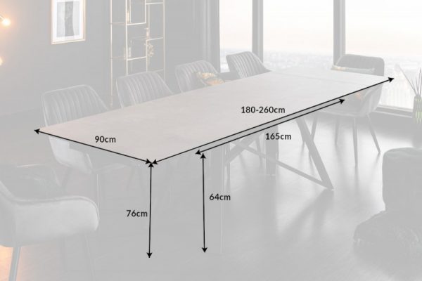 Jídelní stůl Atlas 180-220-260cm Betón-Optik Keramika