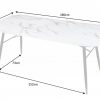 Jídelní stůl Paris 180cm Sklo Mramor-Optik bílá