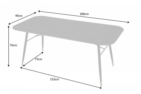 Jídelní stůl Paris 180cm Sklo Mramor-Optik černá