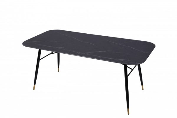 Jídelní stůl Paris 180cm Sklo Mramor-Optik černá