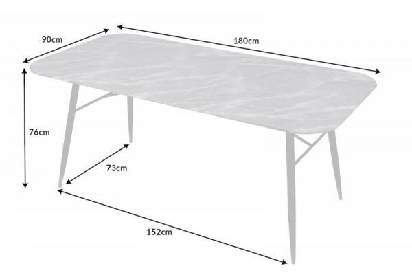 Jídelní stůl Paris 180cm Sklo Mramor-Optik šedá