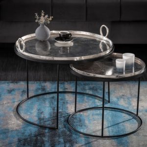 Konferenční stolek Elements Oriental set 2ks stříbrná