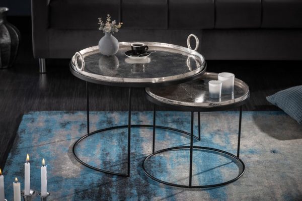Konferenční stolek Elements Oriental set 2ks stříbrná