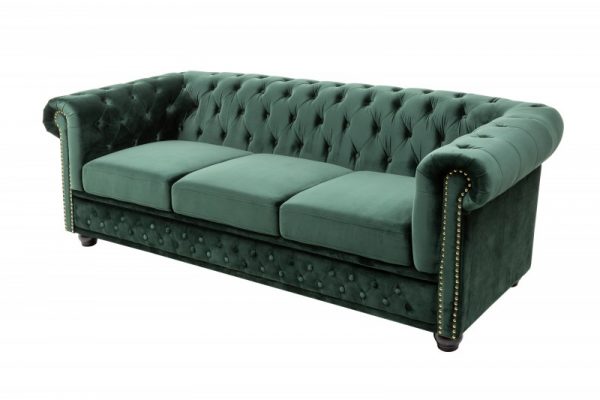 Sofa Chesterfield 3er Samet zelená