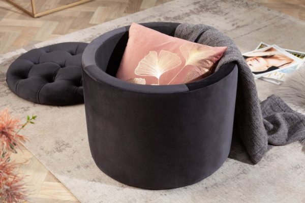 Taburet Modern Barock Storage 50cm Samet černá