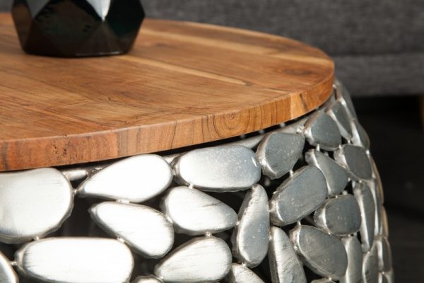 Konferenční stolek Stone Mosaic set 2ks stříbrná Akát