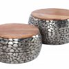 Konferenční stolek Stone Mosaic set 2ks stříbrná Akát
