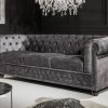 Sofa Chesterfield 3er šedá Samet