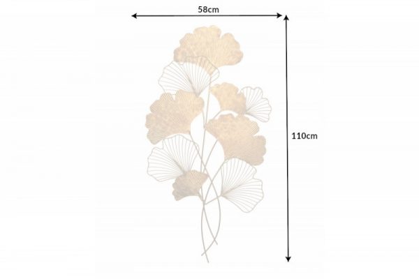 Nástěnná dekorace Ginkgo 110cm zlatá