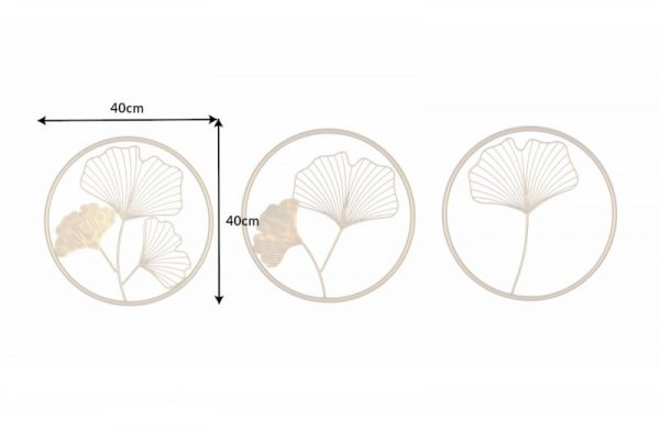 Nástěnná dekorace set 3ks 40cm zlatá