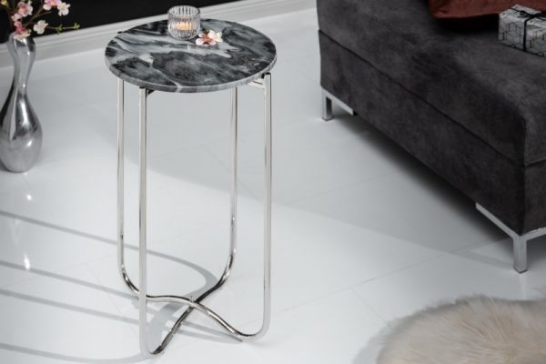 Konferenční stolek Noble I 35cm Mramor šedá stříbrná