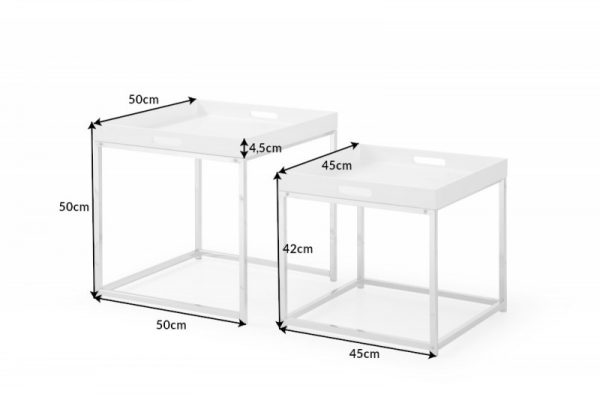 Konferenční stolek Elements set 2ks bílá Podnos