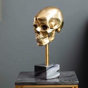 Soška Totenkopf Skull zlatá