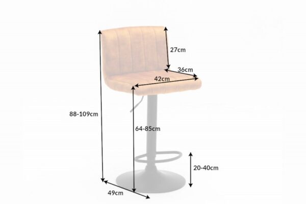 Barová stolička Portland 88-109cm senfžlutá samt