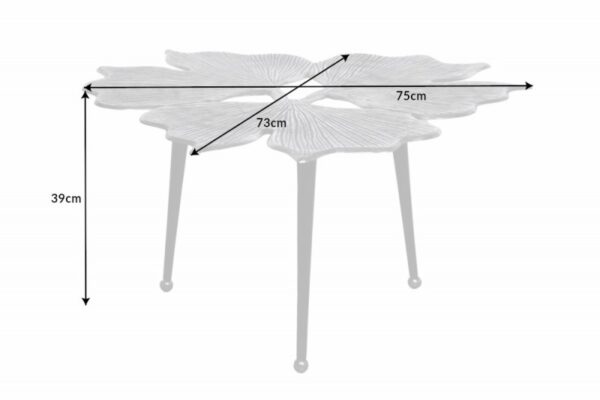 Konferenční stolek Gingko leafs 75cm stříbrná černá