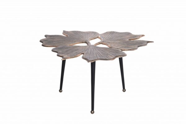 Konferenční stolek Gingko leafs 75cm zlatá černá