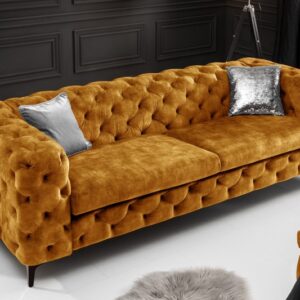 Sofa Modern Barock 235cm senfžlutá Samet