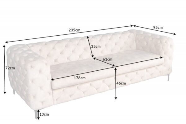 Sofa Modern Barock 3er champagner Samet