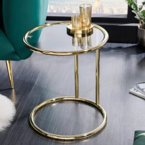 Konferenční stolek Art Deko 40cm zlatá Sklo