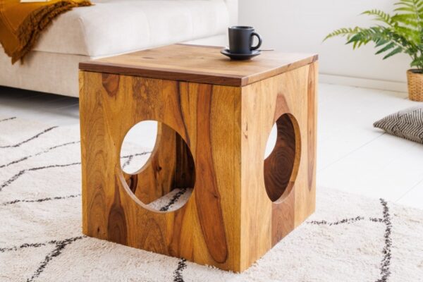 Konferenční stolek Cubus Sheeshamové dřevo 40 cm přírodní