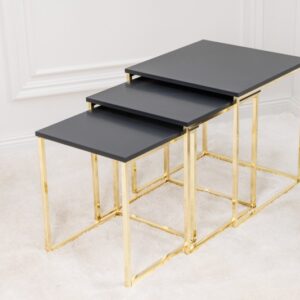 Konferenční stolek Elements set 3ks antracit zlatá