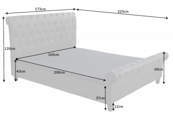 Postel Kensington 160x200cm dunkelšedá