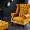 Taburet Chesterfield senfžlutá Antický vzhled