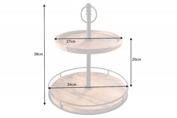 Etagere Pure přírodní dvoják Akát 38cm