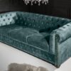 Sofa Chesterfield 3er petrolejová Samet