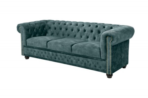 Sofa Chesterfield 3er petrolejová Samet