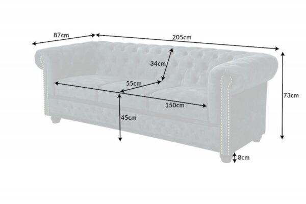 Sofa Chesterfield 3er petrolejová Samet