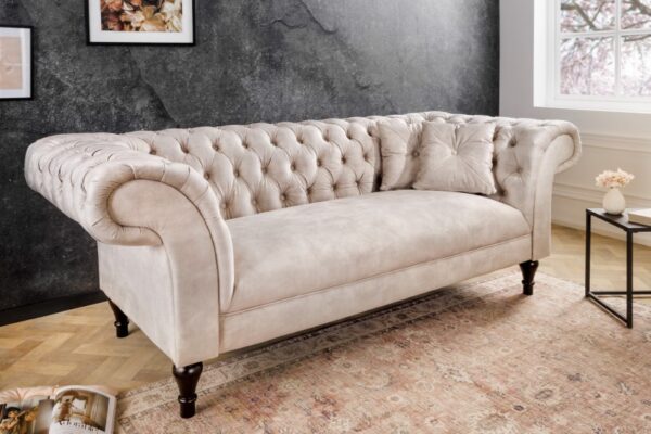 Sofa Paris Chesterfield 225cm Samet champagner