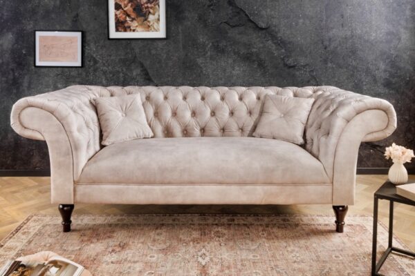 Sofa Paris Chesterfield 225cm Samet champagner